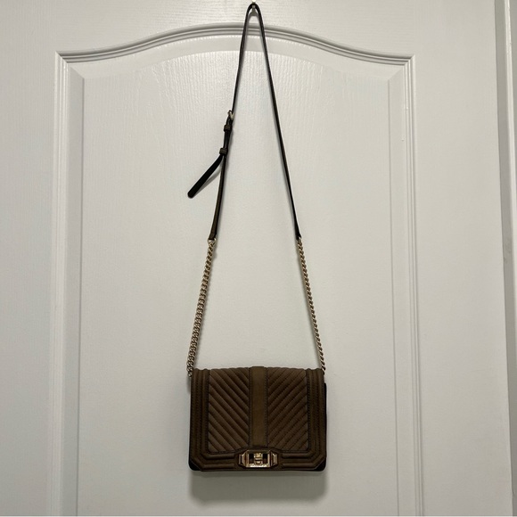 Rebecca Minkoff Small Chevron Nubuck Leather Crossbody Bag (8”L x 2”W x 5.5”H) - Picture 2 of 12